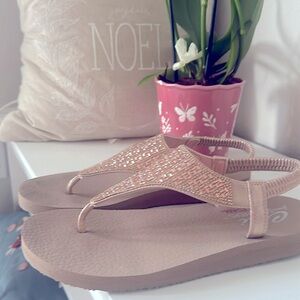 Rose gold and taupe sandals